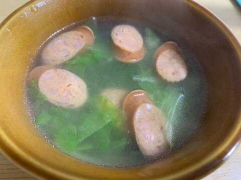 レタスとウィンナーの中華スープ
